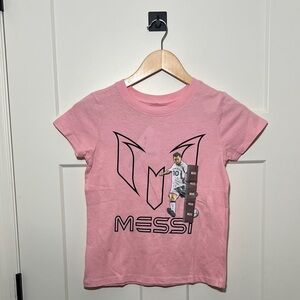 Youth Pink Graphic Tee with Soccer Design